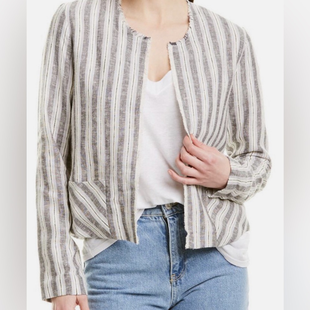 DREW Anita Gray Blazer with Vertical Stripes size medium